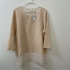 Chicos Tianna texture lace blouse cream Size 3 New With Tag